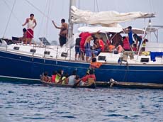 Damit hat der Skipper nicht gerechnet, als dem ersten Kuna erlaubte an Bord zu kommen 